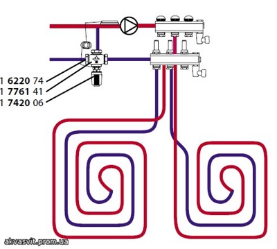 Кран клапан трех-ходовой смесительный термостатический разделительный Herz 1/2 (3/4 нар. резьба)  1 7761 01- фото3