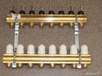 Коллектор для теплого пола в сборе на 7 выхода KAN-therm 75A с стопметрами (расходомерами) арт. 75070 бронза латунь- фото3