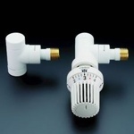 термостатический клапан для полотенцесушителя с термоголовкой и обраткой (белый) 1/2 schlesser- фото