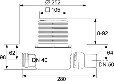 Трап для душа TECE 3601200 S 120 горизонтальный TECEdrainpoint  без верха нижняя часть- фото2