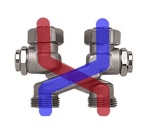 Узел нижнего подключения стального радиатора (бинокль) перекрестный тип HERZ  TK-1340434  Х-образный к кранами- фото6