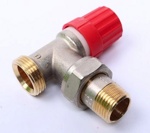 кран термостатический угловой  1/2  Danfoss RA-N 15 1/2  013G4201 специально для двухтрубных систем (красный колпачек) под евроконус- фото