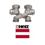 Узел нижнего подключения стального радиатора (бинокль) перекрестный тип HERZ  TK-1340434  Х-образный к кранами- фото3