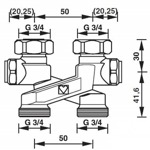 Узел нижнего подключения стального радиатора (бинокль) перекрестный тип HERZ  TK-1340434  Х-образный к кранами- фото4