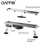 Сливной трап для душа (водоотводящий желоб) GAPPO 86007-4 из нержавеющей стали 70*600мм- фото3