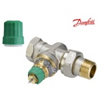 кран термостатический прямой 1/2  Danfoss RA-DV 15 (013G7714) (DNK) с функцией балансировки системы (зеленый колпачек)- фото