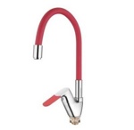Смеситель для кухни Ledeme L4153-1 однорычажный  (хром/красный) 35мм