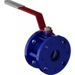 Кран шаровой Маршал 11с67п СУФ.00.1 Ду25 Ру25 полнопроходной, двухходовой, углеродистая сталь 20, уплотнение - PTFE, фланцевый, ручка-рычаг, укороченный