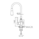 Смеситель для кухни Ledeme L4199-2 однорычажный  (хром/черный) - фото2
