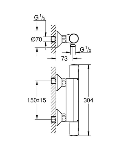 Термостат для душа GROHE Precision Start внешнего монтажа, матовый черный (345942430)- фото3