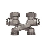 Узел нижнего подключения стального радиатора (бинокль) перекрестный тип HERZ  TK-1340434  Х-образный к кранами- фото