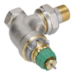 кран термостатический угловой 1/2  Danfoss RA-DV 15 (013G7713) (DNK) с функцией балансировки системы (зеленый колпачек)- фото2