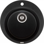 Кухонная мойка GERHANS A04 гранитная круглая черный металлик- фото