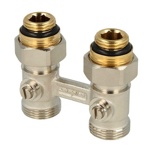 Узел нижнего подключения стального радиатора (бинокль) прямой тип SIMPLEX  JL4720  (в комплекте с нипелями 1/2-3/4)- фото