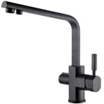 Смеситель для мойки с переключателем на фильтр двухрычажный KAISER Decor 40144-2 Черный мрамор- фото