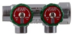 Гребенка коллектор распределительный  FAR FK 3821 3412TP 3/4х1/2 ЛАТУНЬ НА 2 ВЫХОДА под плоскую прокладку- фото2