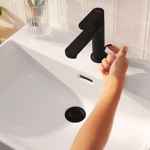 Смеситель для умывальника HANSGROHE Rebris S 110     72519670 черный матовый с донным клапаном- фото3
